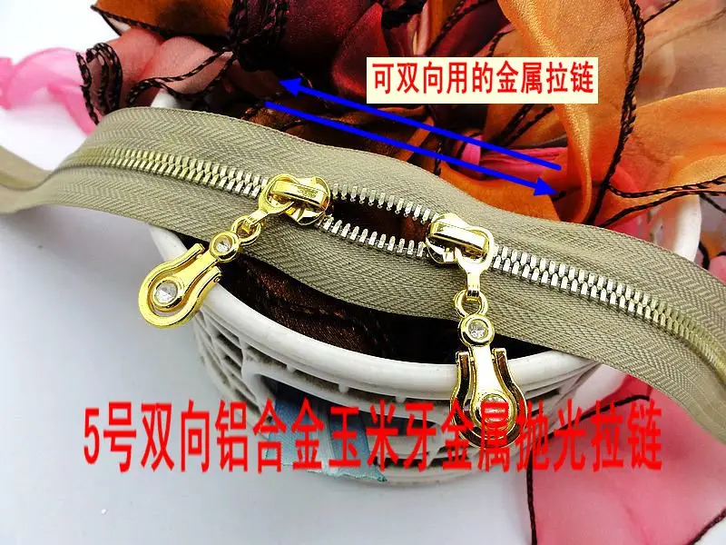 5 metal zipper for sewing golden teeth bags luggages tent zippers