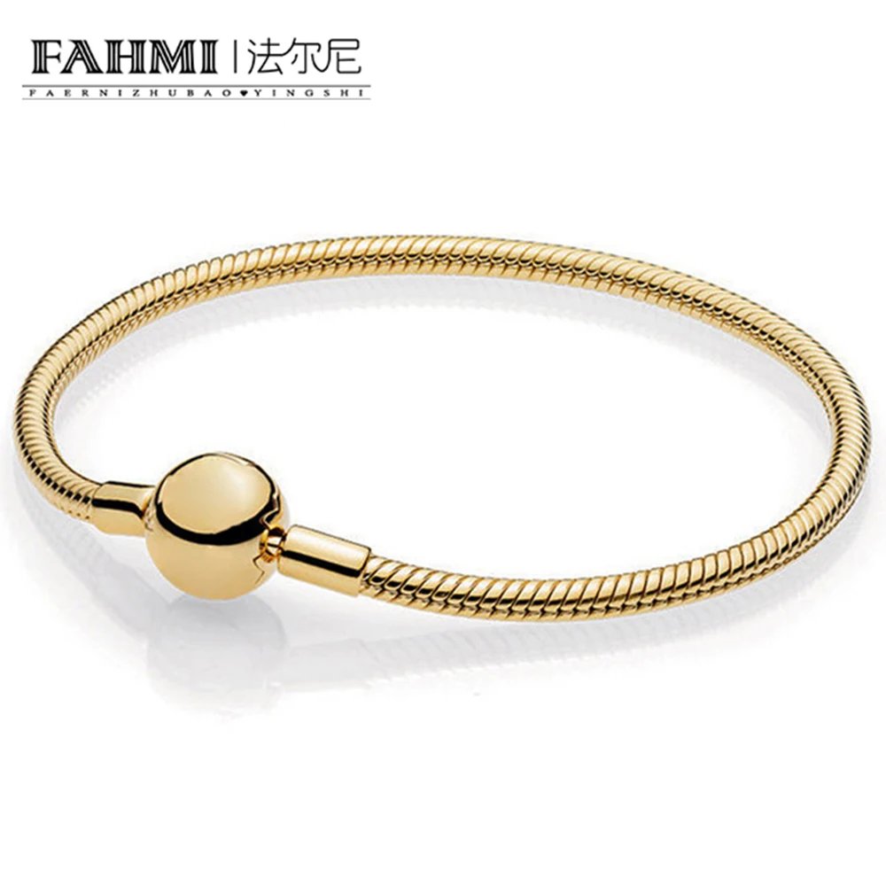 

FAHMI New Real 925 Sterling Silver 18K Gold Charm Bracelets For Women Fashion Heart Bracelet Wedding 567107 Jewelry Girls Gift