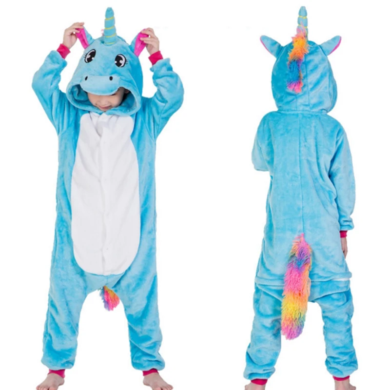 Kigurumi Onesie/Детская Пижама с животными; детская зимняя Фланелевая пижама с единорогом; маскарадные пижамы для мальчиков и девочек; одежда для сна; Детский комбинезон