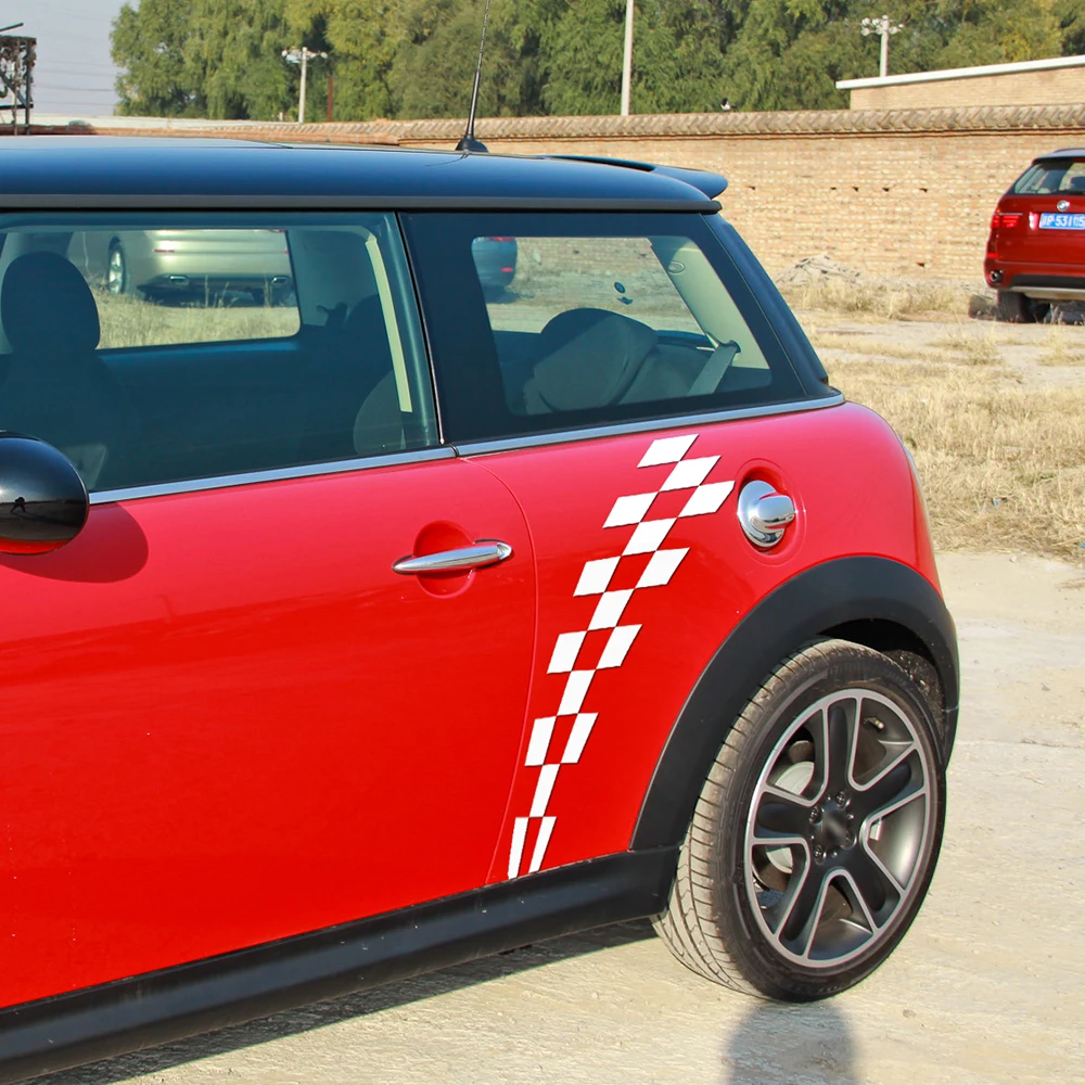 Боковая юбка Наклейка на тело стикер Checker Флаг Стиль для BMW Mini Cooper R56 R57 R58 Clubman R55 F54