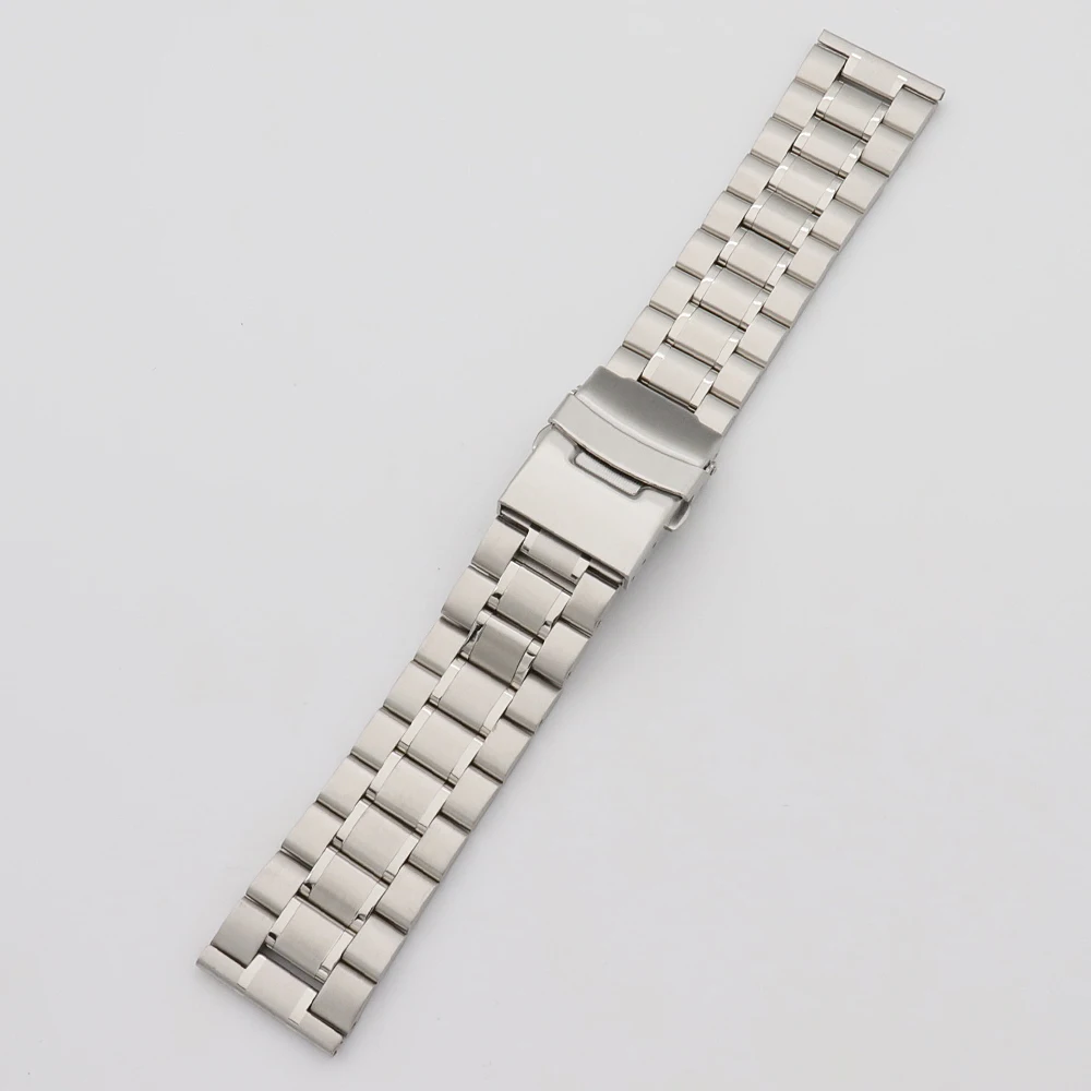 

20 22 24mm Silver Stainless Steel Watch Band Replacement Exchange Strap Belt With Safe Clasp