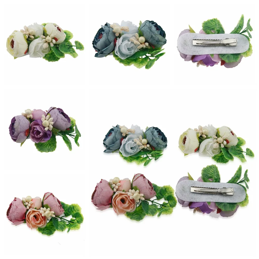 On Sale 1pcs Girl Rose Flower Hair Clips New Artificial Flower Headband