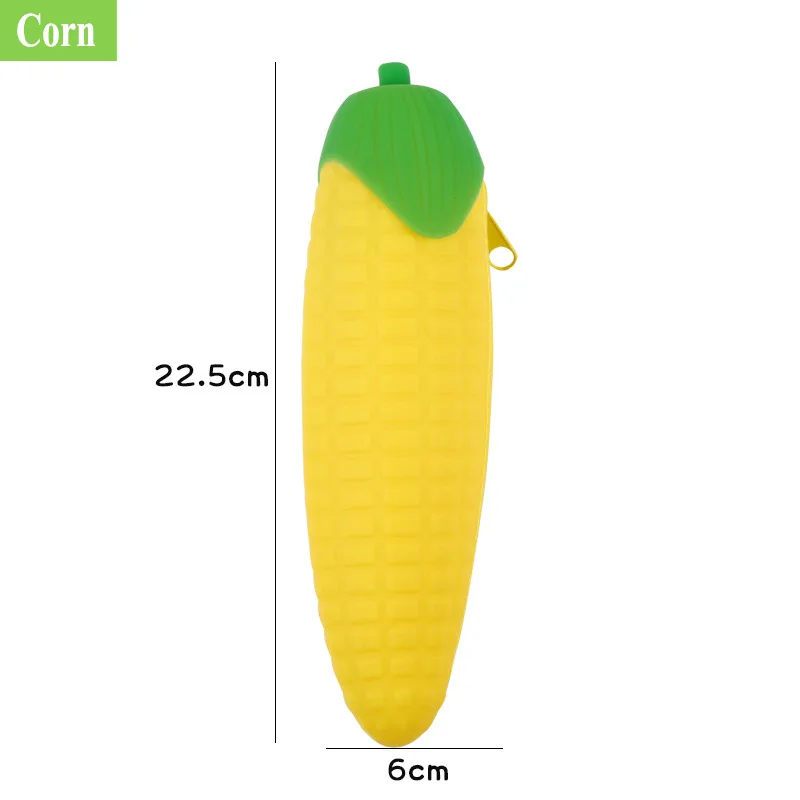 Delvitch креативный чехол для карандашей в форме кукурузы с баклажанами и горошинами, силиконовый чехол для карандашей, Студенческая сумка для карандашей, школьные канцелярские принадлежности, подарки для девочек - Цвет: Corn