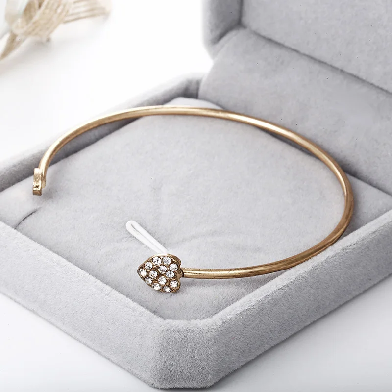

Heart Bracelet Silver Color Gold Color Crystal Opening Gold Color Crystal Bracelet Bracelets & Bangles NS53