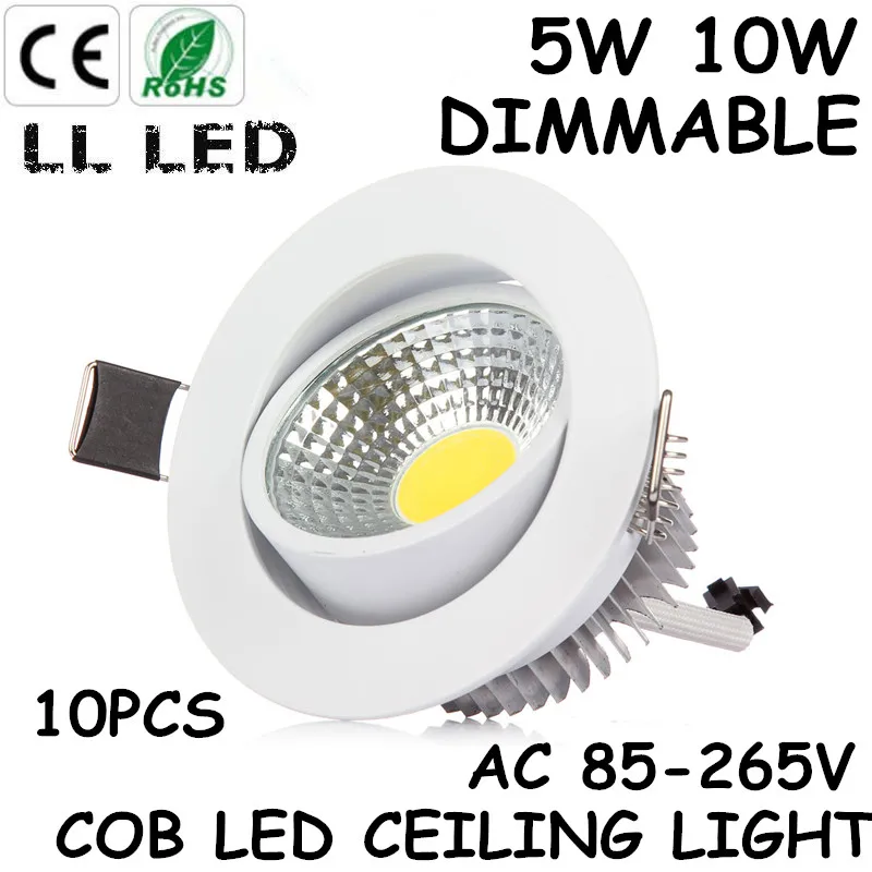 

10pcs Newest DIMMABLE COB Led Ceiling Down lights COB Led Recessed Downlight 5W 10W Spot Lamp Indoor Lighting for Home