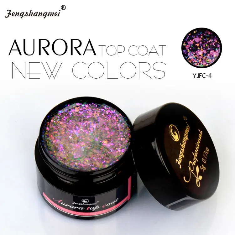 Профессиональный Гибридный Гель-лак для ногтей fengshangmei, 5 г, новинка, лак Aurora Top Coat, долговечный Блестящий Гель-лак с блестками - Цвет: YJFC-4