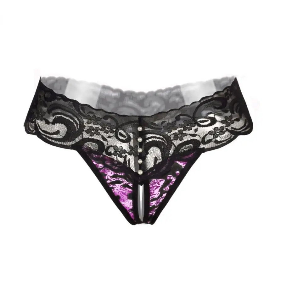 Для женщин Эротическое белье Leopard Pinted пикантные кружевные трусы трусики открыть промежность нижнее белье Bragas Calcinha#10 - Цвет: Purple