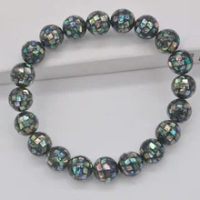10 мм Зеландский Абалон оболочки растягивающийся браслет из бисера 8 дюймов модные ювелирные изделия G278