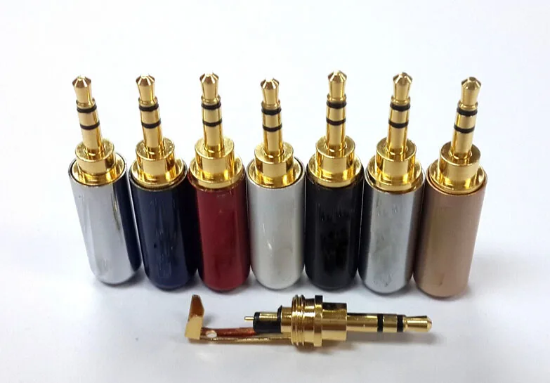 

10pcs Copper 3 Pole Conductor 2.5mm Solder Connection Plug Jack Adapter Connector with clip