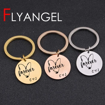 

Custom Engraved Name Fashion Keychain Stamped Heart Forever High Quality Key Holder Valentine's Gifts For Lover Couples Keyring