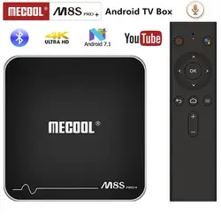 MECOOL M8S PRO + Android ТВ ОС ТВ коробка 4 K голосовой пульт дистанционного управления Управление Amlogic S905W Android 7,1 2 Гб оперативной памяти, 16 Гб