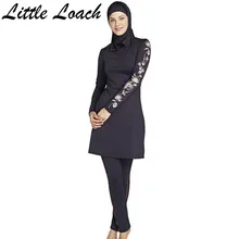 New Print Islamic Swimsuits Female Conservative Plus Size Swimwear Muslim Sunscreen Bathing Suit Include Hood And Tops And Pants