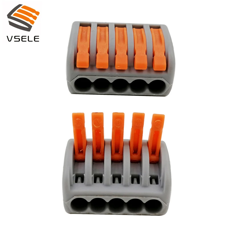 

VSELE 30pcs/lot VSE-415-A wire connectors 5p plug type spring clamping 222-415 mini connectors compact connector terminal block