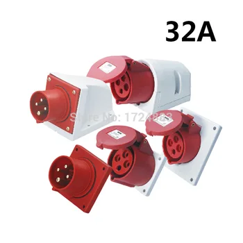 

32A 3 pole connector Industrial male&female sockets SFN-124/SFN-324/SFN-424/SFN-524/SFN-624 waterproof IP44 380-415V~3P+E