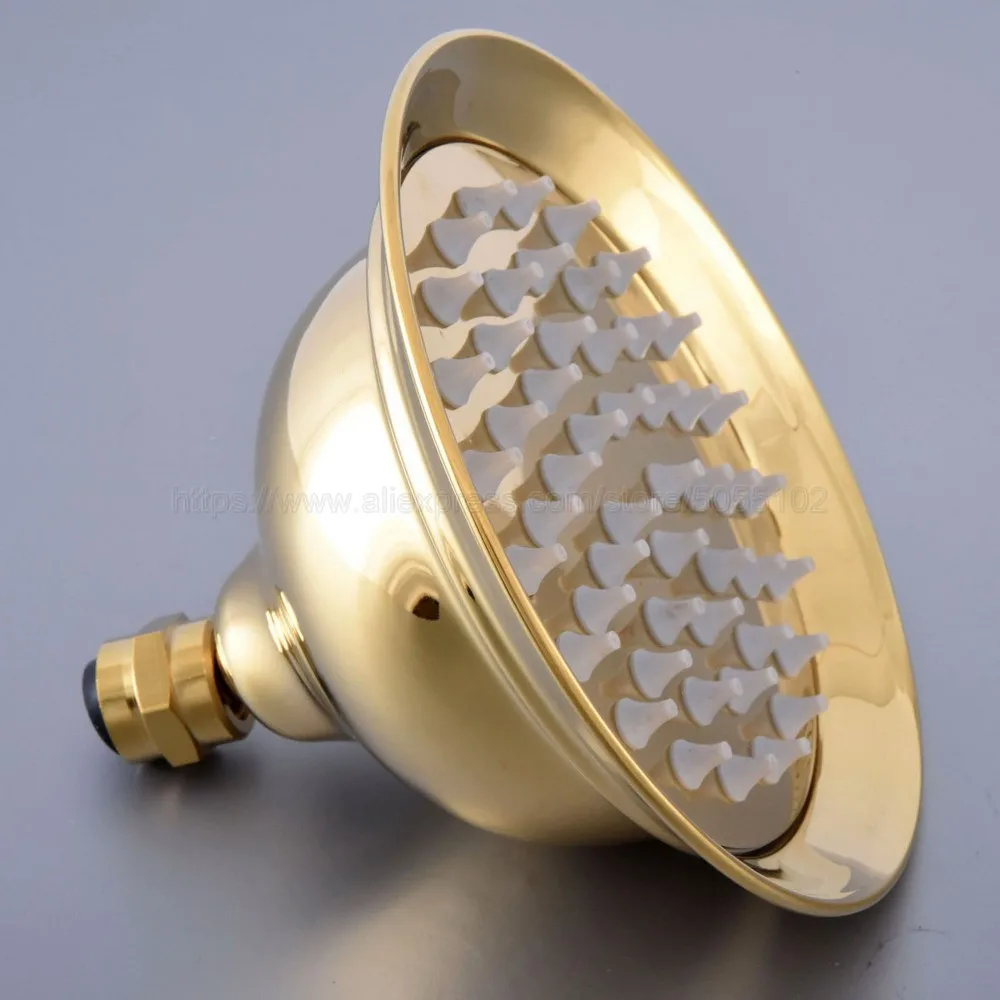 Luxury Gold Color Brass Rainfall 6.3" Shower Head Bathroom Replace Rain Shower Head Bathroom Accessory (Standard 1/2") zsh267