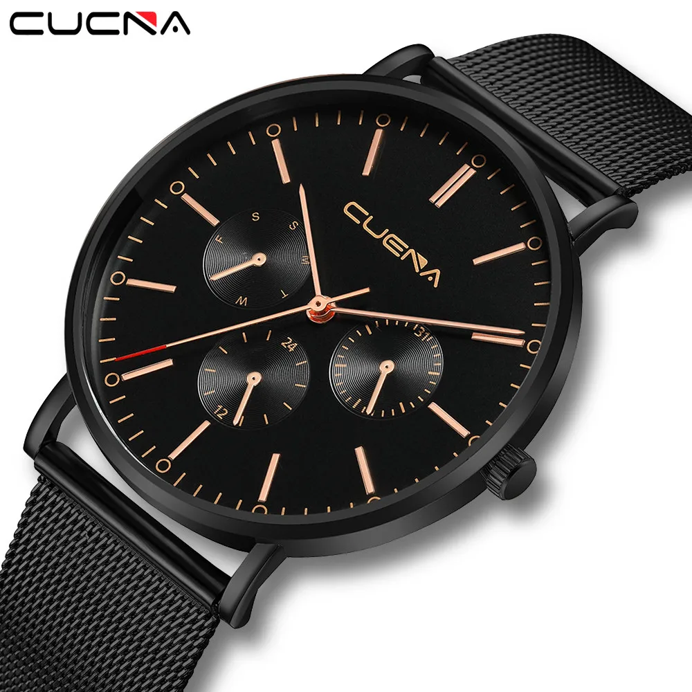 

Saatleri Fashion Mens Watch Slim Mesh Steel Waterproof Minimalist Wrist Watches mens watches top brand luxury Masculino Reloj