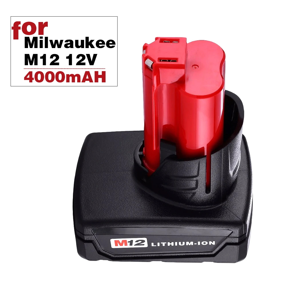 

4000mAh 12v 4.0 Ah M12 Lithium-ion Cordless Power Tools Battery for Milwaukee 12 Vlot 48-11-2440 C12 B C12 BX M12 M12 XC