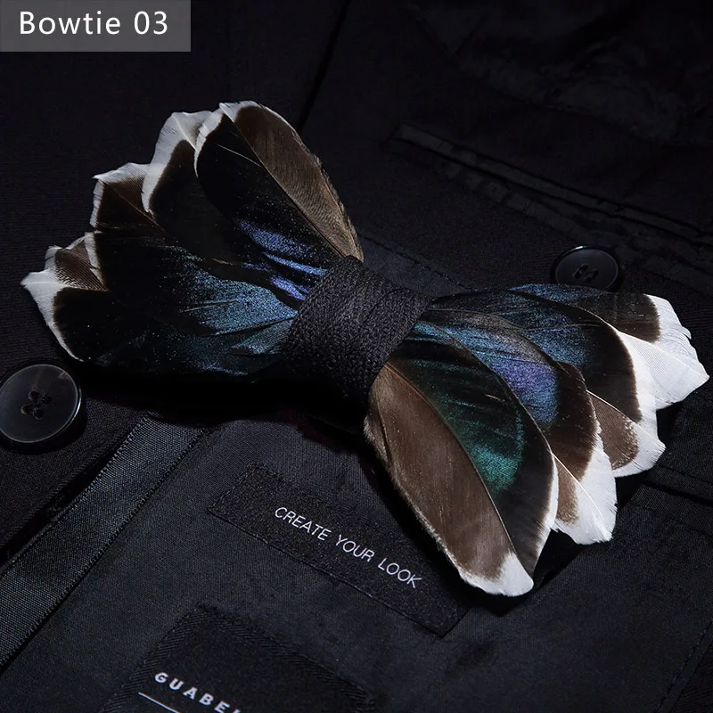 Bowtie 03 JEMYGINS, дизайн, галстук-бабочка, перо, бант, изысканная ручная работа, Мужская брошь для галстука-бабочки, деревянная булавка, подарочный набор, Свадебная вечеринка - Цвет: Bowtie 03