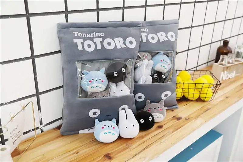 Bolsa de Totoro Grande Pudim Bolsa Totoro Travesseiro Boneca pp Algodão Macio Almofada Simulação Petiscos Inovadores um 8 Pçs 2 Um grande saco de totoro 8 pçs