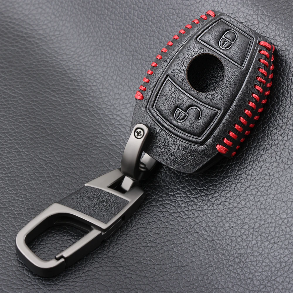 Fashion Leather cover car key case Fit For mercedes benz Cla A180 A200 A260 A AMG Classe 2 buttons keychain keyring key case cover key case