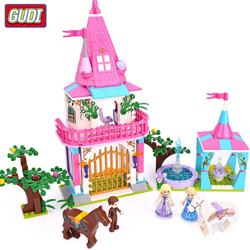 

Alice Princess Fountain Equestrian Training Bricks Model Building Block Set Educational Toys For Children Christmas Girls