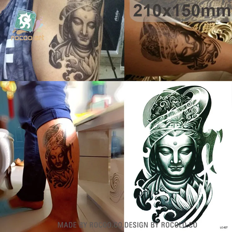 

LC827/New 2015 3D Big Temporary Buddha Tattoos Designs Sticker Waterproof