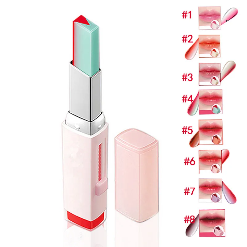 

1PCS Fashion Bite Lipstick V Cutting Two Tone Tint Silky Moisturzing Nourishing Lipsticks Balm Lip Cosmetic