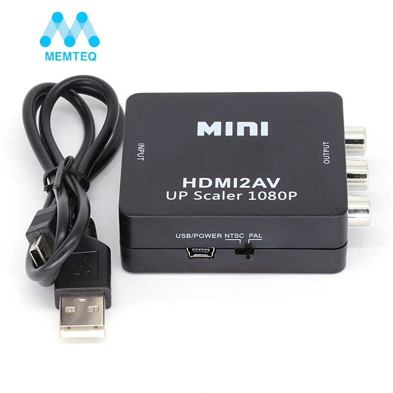 

MEMTEQ HDMI to RCA AV CVBS Component Converter Scaler 1080P Adapter Cable Box for Monito L/R Video HDMI2AV HD Support NTSC PAL