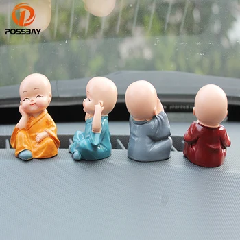

POSSBAY Car Ornament Little Monks Buddha KungFu Small Ornaments Creative Maitreya Resin Gifts Automobile Dashboard Accessories