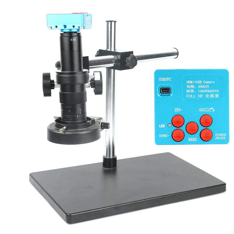 30MP 1080P 60FPS 2K HDMI USB Digitale Industriële Video Microscoop Camera Systeem 180X 300X C MOUNT Lens Voor telefoon PCB Solderen