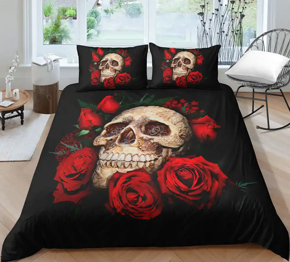 Thumbedding Dropship Different Pattern Printed Skull Bedding Set