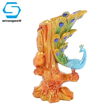 

Creative Peacock Candlestick Miniatures Figurine Resin Crafts Model Desktop Home Decoration Accessories Borthday Gift Kids Toy