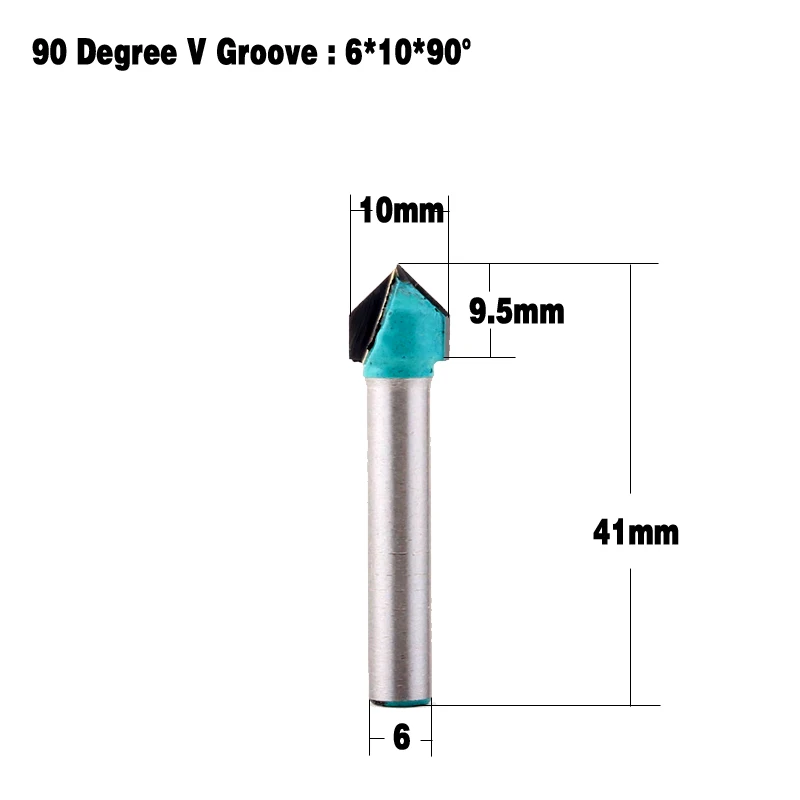 1 шт. 6 мм V паз Фрезы с ЧПУ гравировка фрезы 60-150 градусов деревообрабатывающий резной нож карбид вольфрама режущий инструмент - Длина режущей кромки: 6X10X90degree