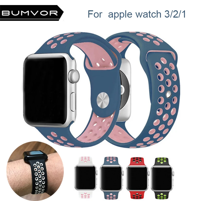  Sports Silicone strap for apple watch Iwatch band 44/40/42/38mm for iwatch Series1 2 3 4 band men Rubber bracelet With Adapter