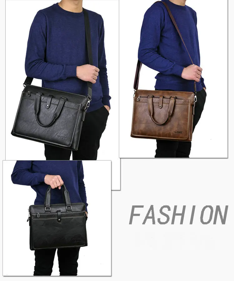 Men Briefcases Genuine Leather Handbag 15"Laptop Briefcase Messenger Shoulder Crossbody Bag Men's Bag Business Portfolio