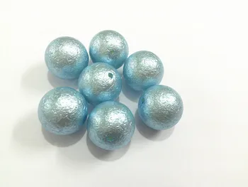 

(Choose Size First) 12mm/16mm/20mm Pastel Mint Blue Chunky Acrylic Wrinkles Pearl Beads Free Shipment !