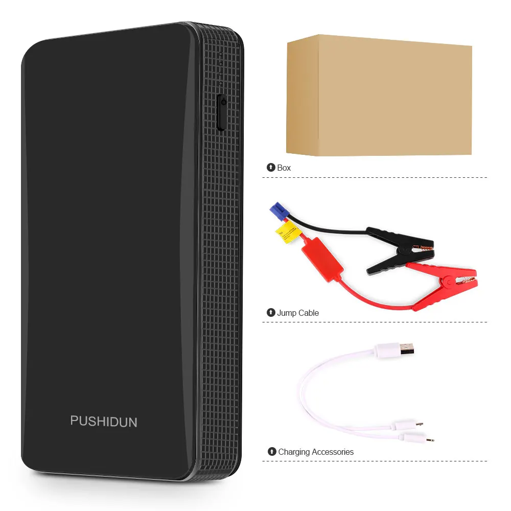 Pushidun Starter Booster Power Bank 400A Starting Device Portable Jump Starter With Ordinary Cable And Four in One USB Cable