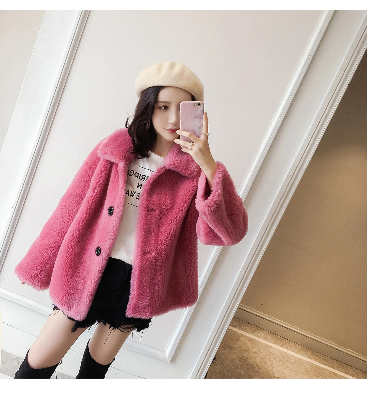 DUOUPA 2019 Lazy Fashion Wool Velvet Coat Female Short Wool Wool Dream Small Particles Small Fur Coat