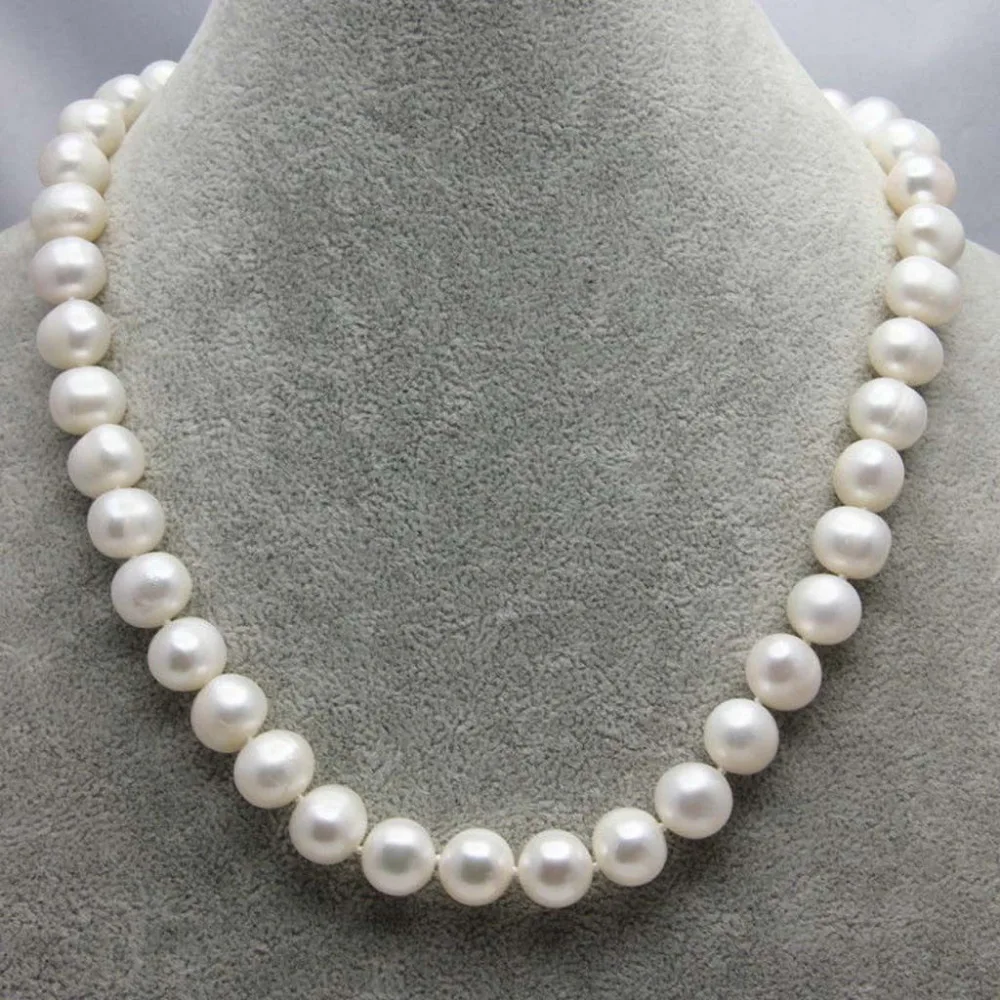

Beautiful New 10-11MM NATURAL SOUTH SEA GENUINE WHITE PEARL NECKLACE 18''AAA