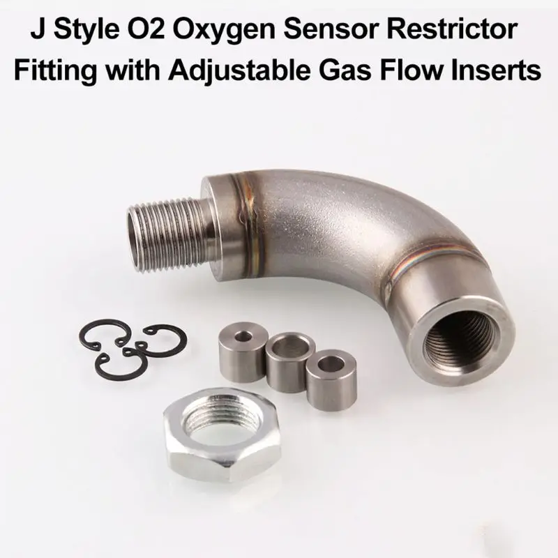 

Universal J Style O2 Oxygen Sensor Fitting with Adjustable Gas Flow Inserts CEL Fix Check Engine Light Eliminator Adapter