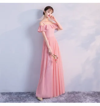 

Red Bean Pink Colour Bridesmaid Dresses Chiffon Dress Wedding Guest Dress Sleeveless Back of Zipper