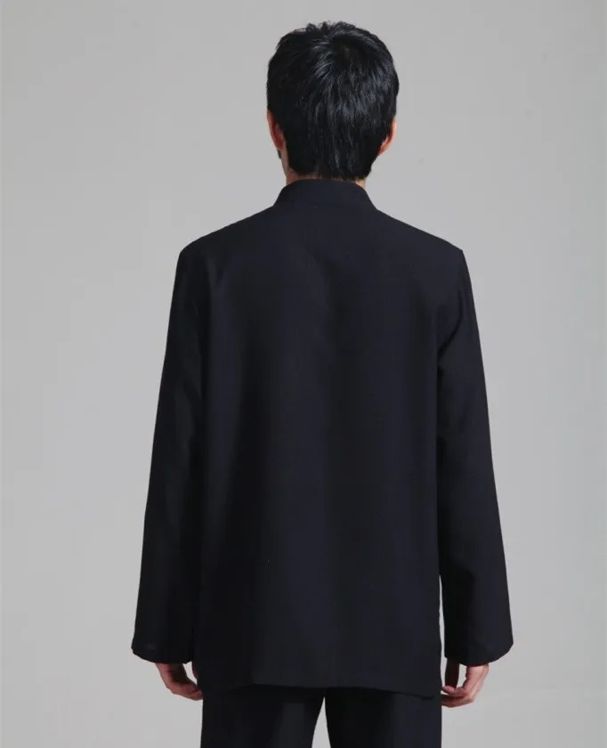 Высококачественное бежевое китайское мужское хлопковое белье рубашка Кунг-фу летний костюм с длинными рукавами Hombre Camisa Размер S M L XL XXL XXXL 2352-F