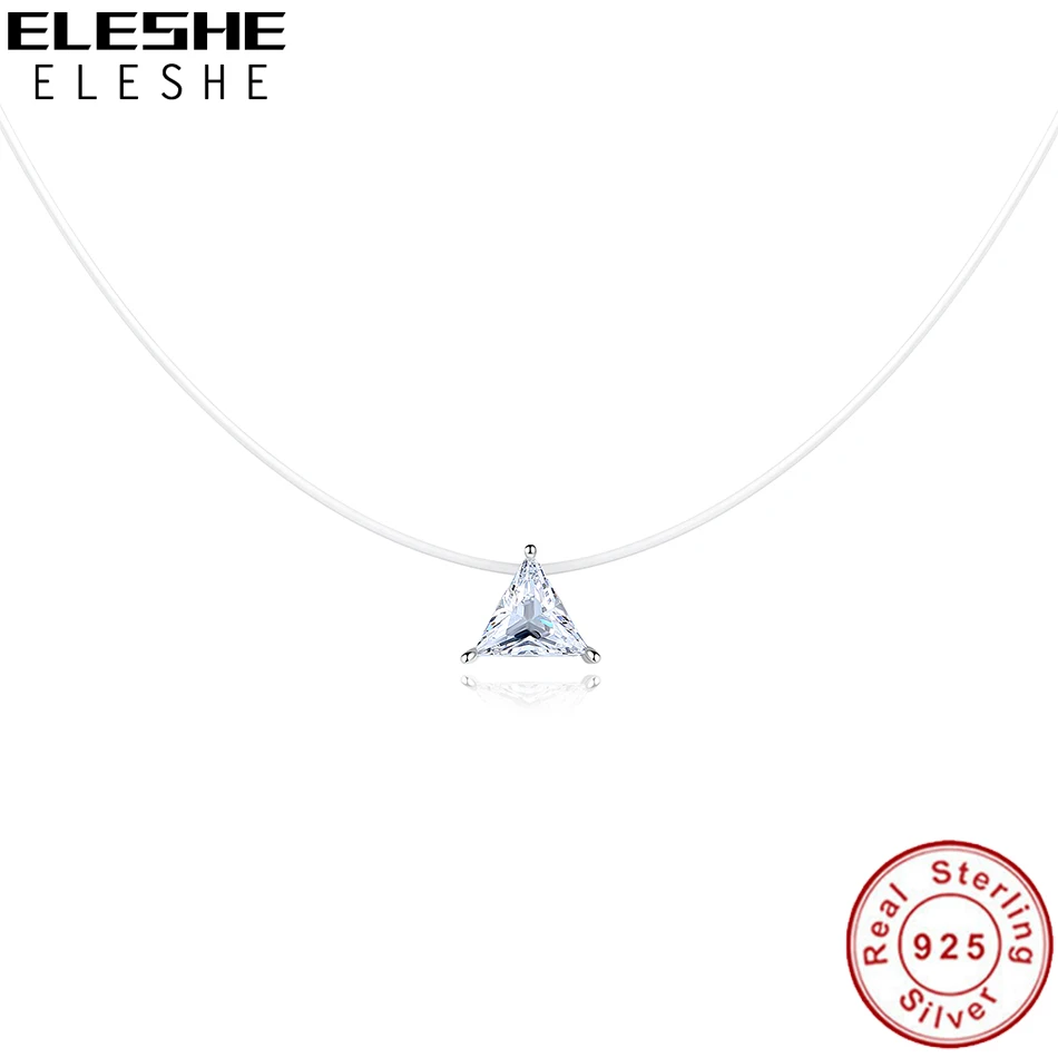 ELESHE 925 Sterling Silver Necklace& Pendant Transparent Water Drop Crystal Raindrop Choker Necklaces for Women Wedding Jewelry