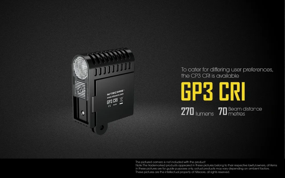 

NITECORE GP3 CRL action Camera 360 lumens 5 modes USB charging suit for gopro camera comes