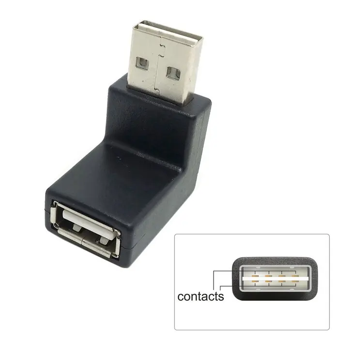 

USB 2.0 A type Male to Female Extension Adapter 90 Degree Down & Up Angled Reversible Design Black color