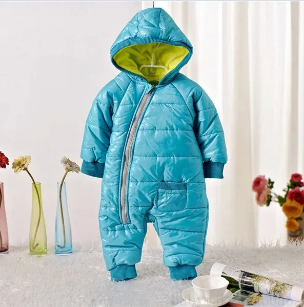 Зимние Детские Snowsuit для маленьких мальчиков Обувь для девочек Комбинезоны для малышек Спортивный костюм для малышей ясельного возраста одежда с капюшоном утолщаются Подпушка пальто Верхняя одежда комбинезон Зимняя одежда для малышек