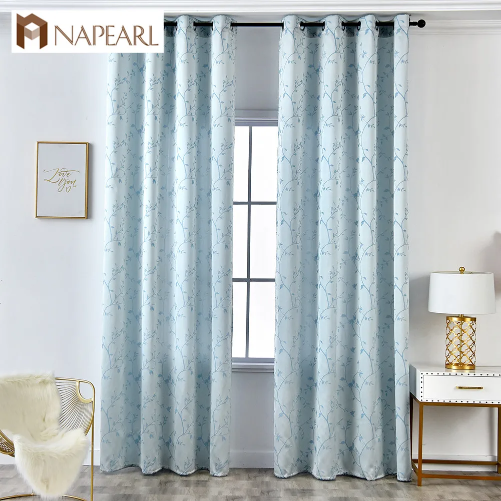 

NAPEARL 1 Piece Elegant Panel Birds Jacquard Curtains For Living Room Widows Children Drops Modern Pastoral Thread Decoration