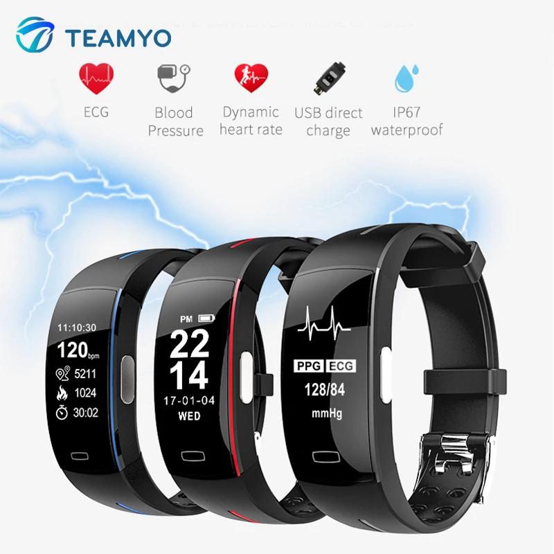 

Teamyo Smart bracelet Blood Pressure ECG+PPG Sport Pedometer Cicret Fitness Watch Smart band Activity tracker Smart wristband