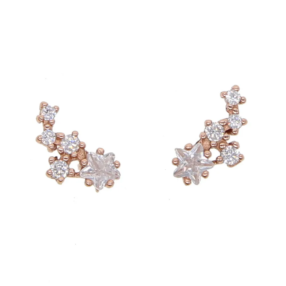 

Crystal cubic zircon star sweep climber stud Earrings Fashion wedding bridal Jewelry 925 silver elegant Earring for Women gift