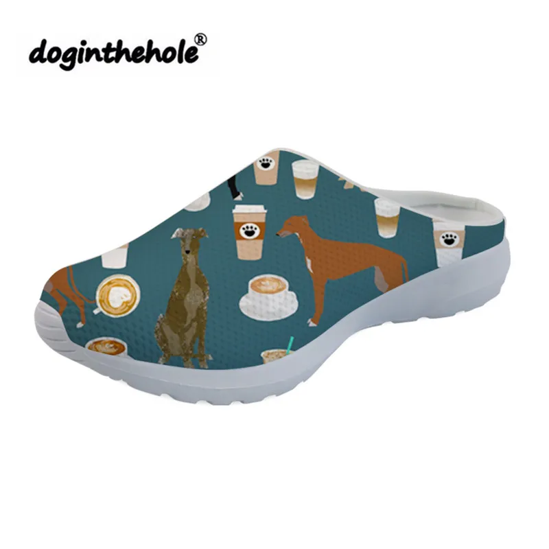 

doginthehole Womens Clogs Summer Beach Shoes for Women Greyhound Wine Printing Outdoor Sport Sandals Mesh Sea Shoes Water Flat